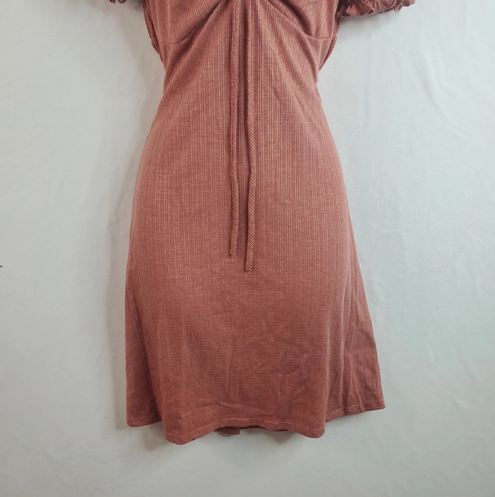 AMARYLISS Puff Sleeve Puff Rouched Dress in Rust - Picture 9 of 13